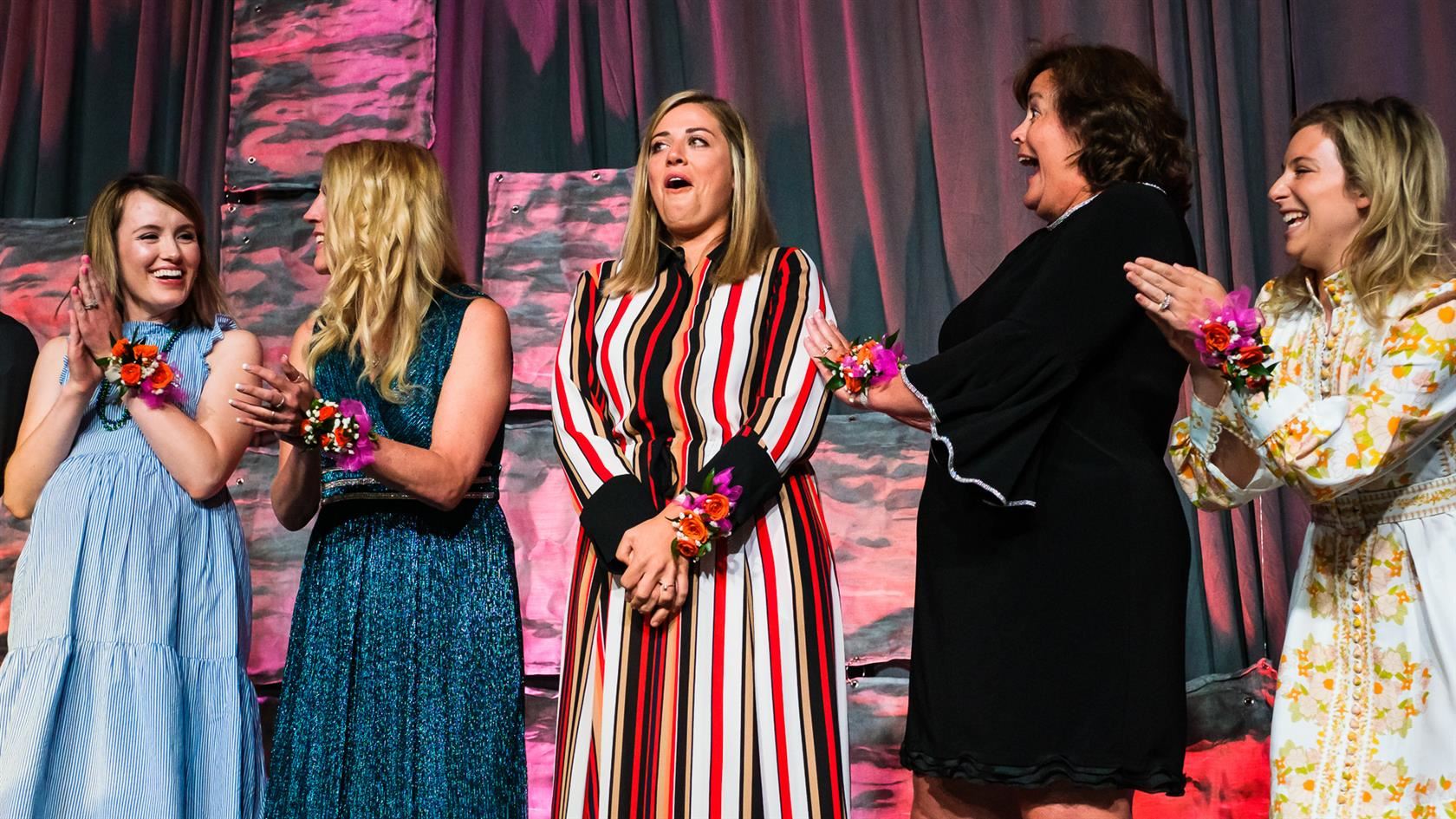 Caroline Olson looking surprised after winning